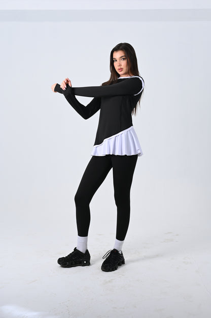 Dual Sleeve Top + Black Leggings