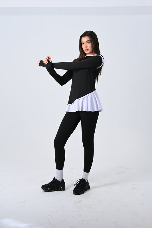 Dual Sleeve Top + Black Leggings