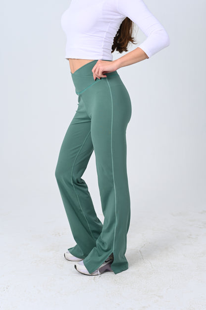 Green Flare Pants + Green Leggings