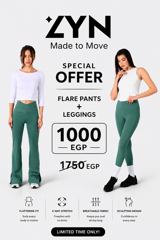 Green Flare Pants + Green Leggings